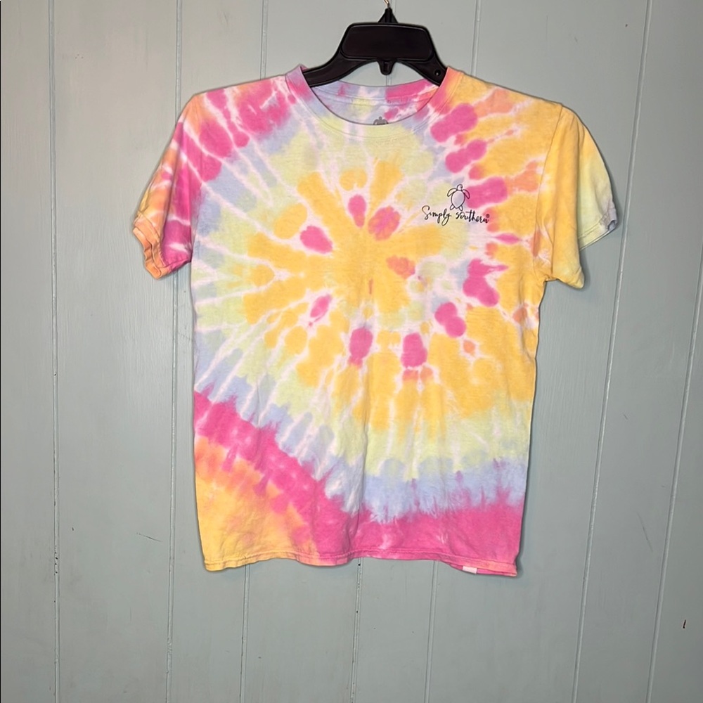 Simply Southern Pink and Yellow Tie-Dye Short Sleeve Tee